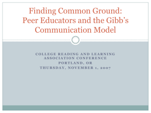 Peer Educators and the Gibb's Communication Model