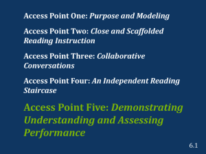Acces Point Five: Demonstrating Understanding and Assessing