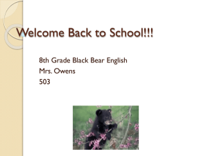 Back to School Night 8th Grade Black Bear English