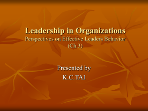 Leadership in Organizations Perspectives on Effective Leadership
