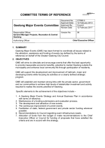 COMMITTEE TERMS OF REFERENCE Geelong Major Events