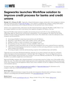 Sageworks launches Workflow solution to improve credit process for