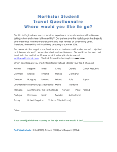 Northstar Student Travel Questionnaire Where