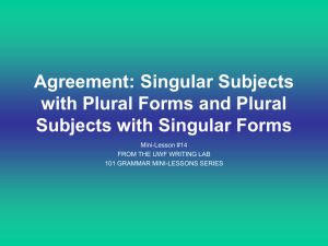 Agreement: Singular Subjects with Plural Forms and Plural Subjects