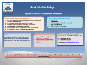 Jubail Industrial College is pleased to announce short courses in