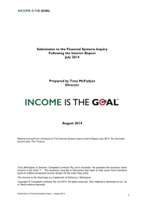 Income is the Goal - Submission to the Financial System Inquiry