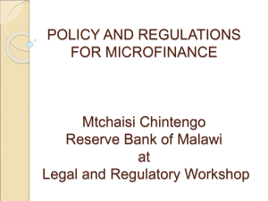 Policy and Regulations for Microfinance
