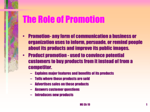 The Role of Promotion ppt