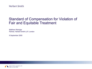 The Standard of Compensation for Violation of the Fair and