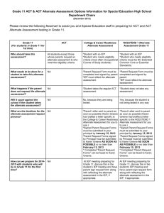 Grade 11- ACT & ACT Alternate Assessments Process Flow Chart