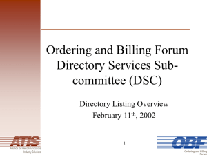 Ordering and Billing Forum Directory Services Committee (DSC)