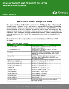 VX400 End of Product Sale (EOPS) Notice