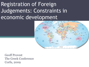 Registration of Foreign Judgements: Constraints in economic