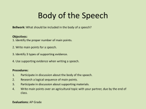 Body of the Speech - Clinks Agriculture Science