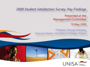 2009 Student Satisfaction Survey - institutional information and