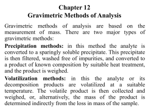 Chapter 8 Gravimetric Methods of Analysis