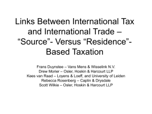 Links Between International Tax and International Trade – “Source