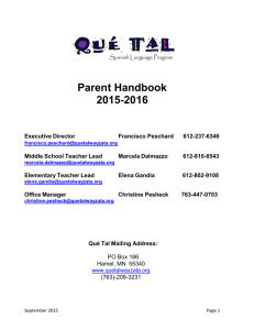 Qué Tal Parent Handbook 2015-16 - Que Tal — Spanish Language