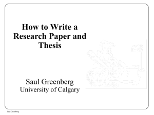How to Write a Research Paper and Thesis Saul Greenberg