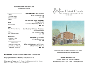Sunday, February 7, 2016 - First Grantham United Church
