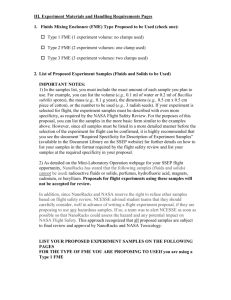 III. Experiment Materials and Handling Requirements Pages Fluids