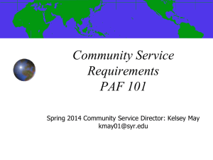 Community Service Requirements PAF 101