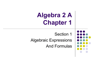 Alg 2 A section 1.1 expressions and formulas