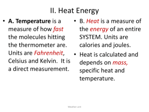 Heat Energy and Water