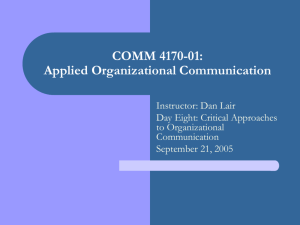 COMM 4170-01: Applied Organizational Communication