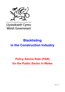Welsh Assembly blacklisting note