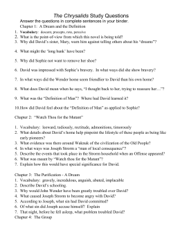 Chrysalids essay david