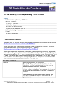 Recovery Planning & CPA /Review