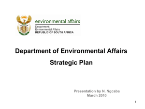 Department of Environmental Affairs Strategic Plan Presentation by