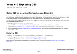 Years 6-7 Exploring G20: Teaching and learning activities