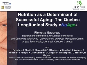 Nutrition as a Determinant of Successful Aging