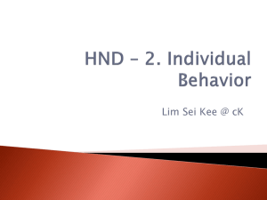 HND – 2. Individual Behavior