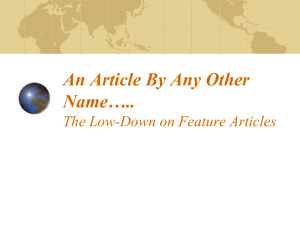Introduction to Feature Articles Powerpoint
