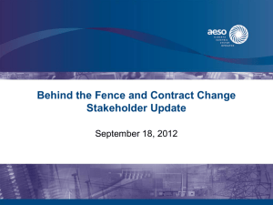 Behind the Fence and Contract Change Stakeholder Update