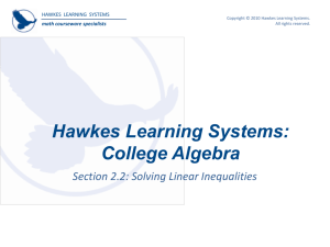 Hawkes Learning Systems: College Algebra