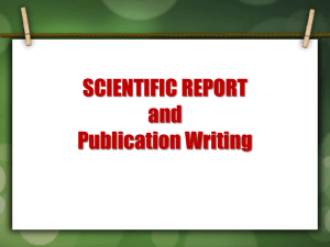 Scientific Report and Publication Writing