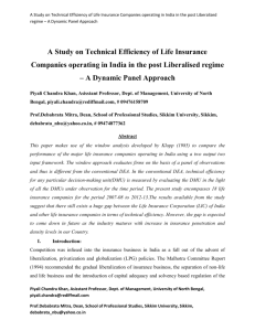 A Study On Technical Efficiency Of Life Insurance