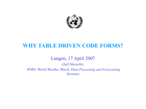 representation fixe par rapport aux codes definis par des tables