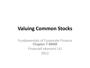 Chapter 4 The Value of Common Stocks