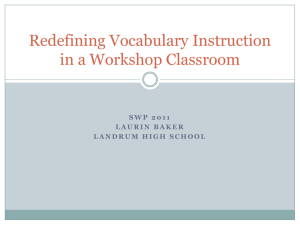Redefining Vocabulary Instruction in a Workshop Classroom