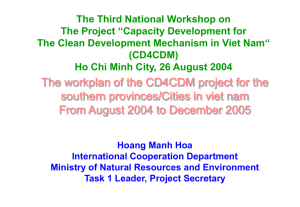 Project workplan for the southern provinces