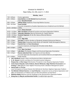 Schedule for IWASEP IX Napa Valley, CA, USA, June 4—7, 2012
