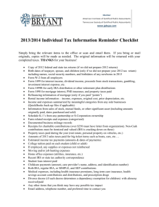 2013/2014 Individual Tax Information Reminder Checklist
