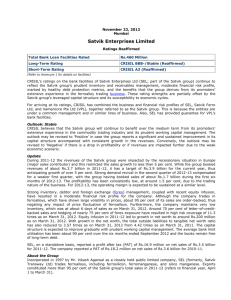 November 22, 2012 Mumbai Satvik Enterprises Limited Ratings