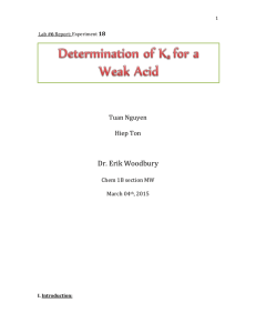18 Determination of K a for a Weak Acid