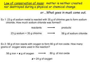 mass and conservation of mass calculations
